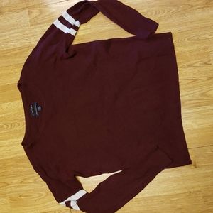AEO maroon varsity stripe sweater XS